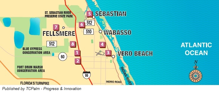 map showing primary industries in the Vero Beach area
